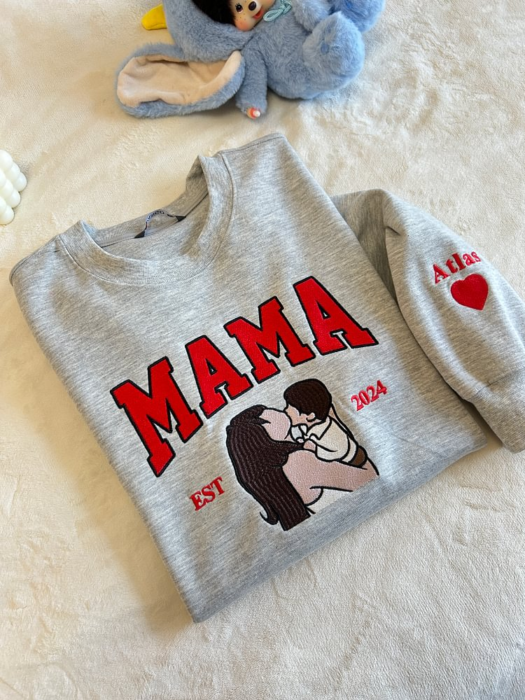 Gepersonaliseerde DadStitch hoodie, laat een dierbare foto borduren als cadeau voor papa.