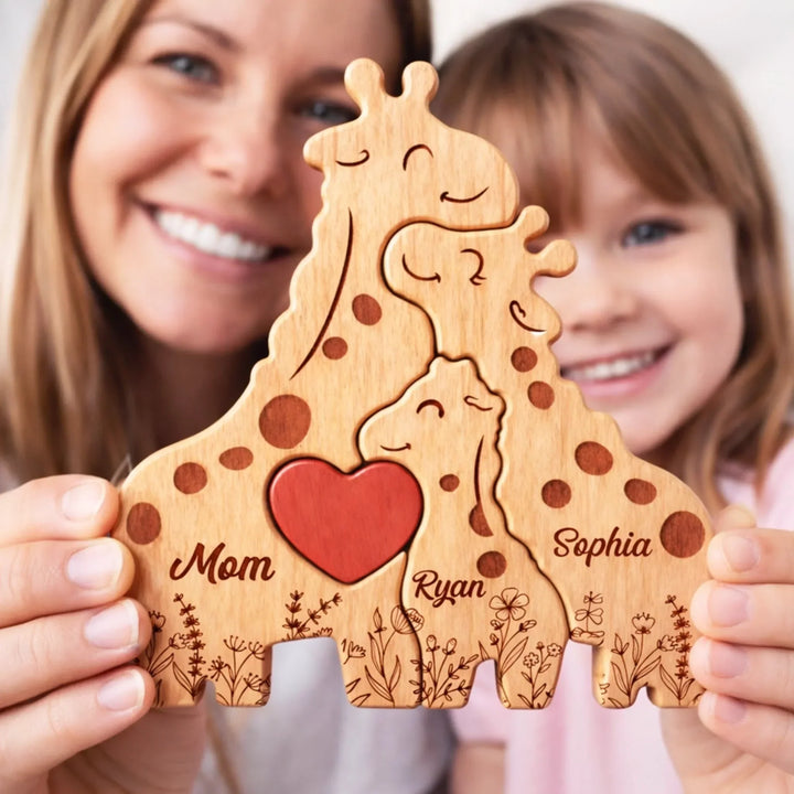 Kunstzinnige houten giraffe figuurpuzzel, een stijlvolle toevoeging aan elke woondecoratie.