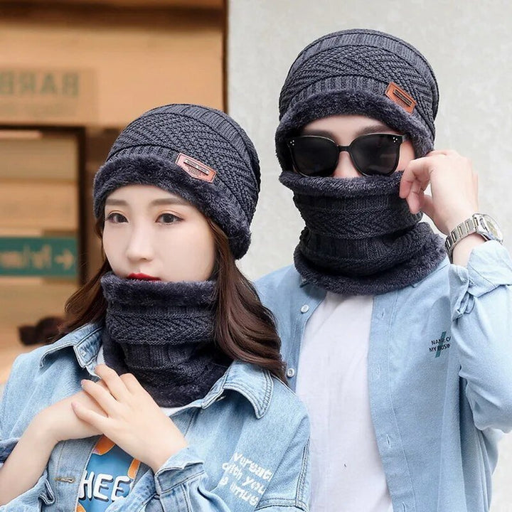 PolarPosh Duo gebreide winterset: warme unisex muts en sjaal. Perfect tegen de kou.