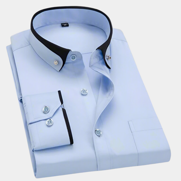 Stijlvol heren overhemd lange mouwen, comfortabele stretch voor een moderne pasvorm.