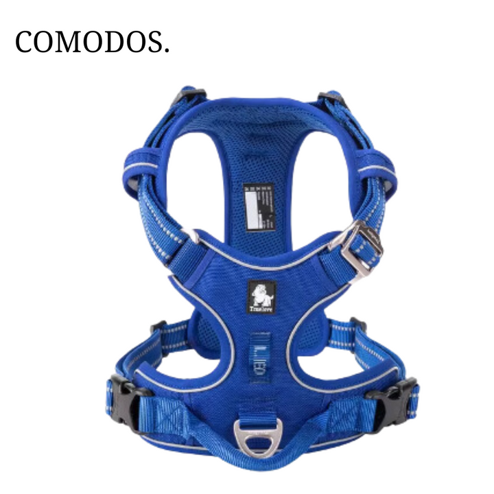 Duurzaam verstelbaar hondentuig, no-pull design, biedt comfort en controle voor je trouwe viervoeter.