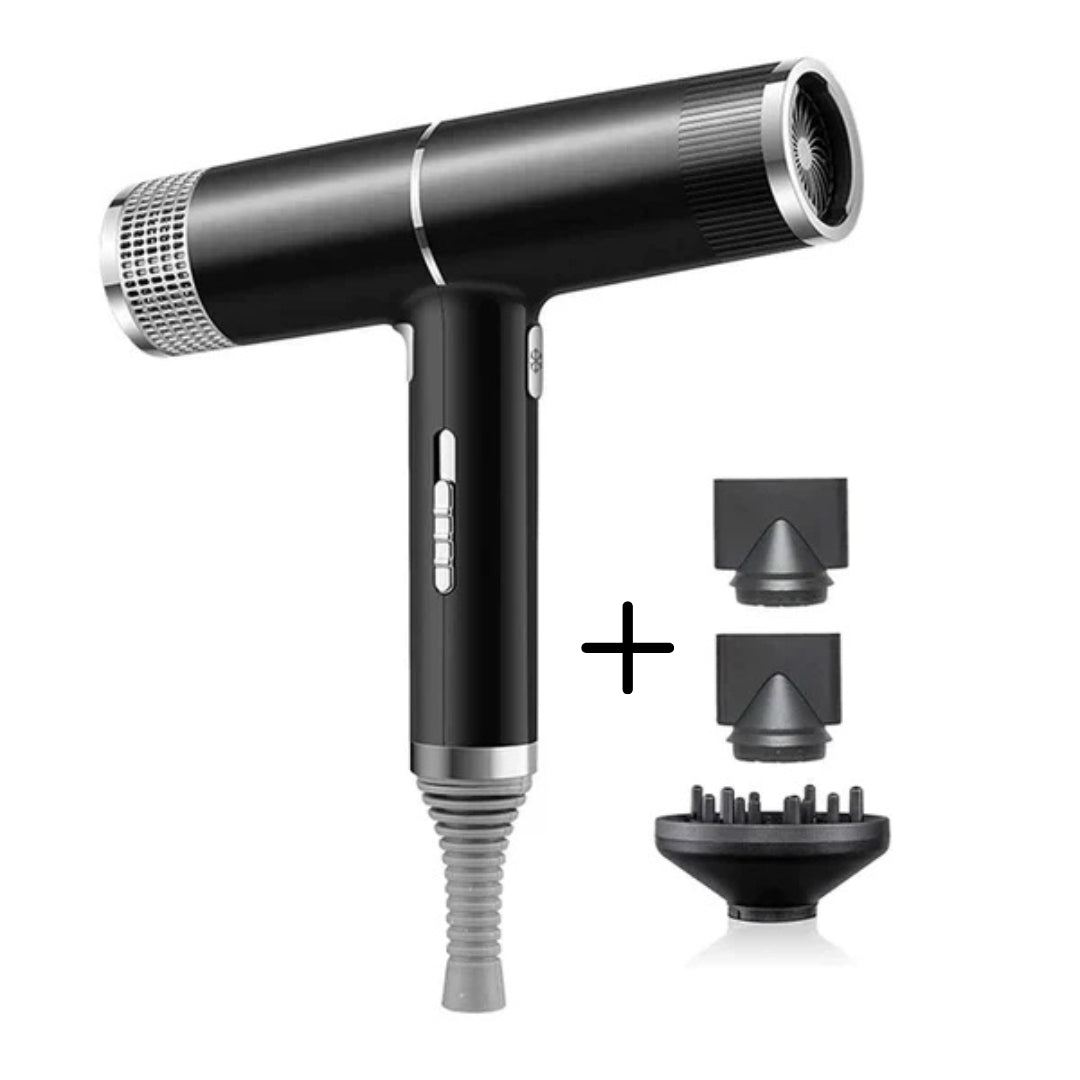 Unisex ionische haardroger, ideaal voor snelle haarstyling; krachtig, lichtgewicht en pluisvrij, grijs.