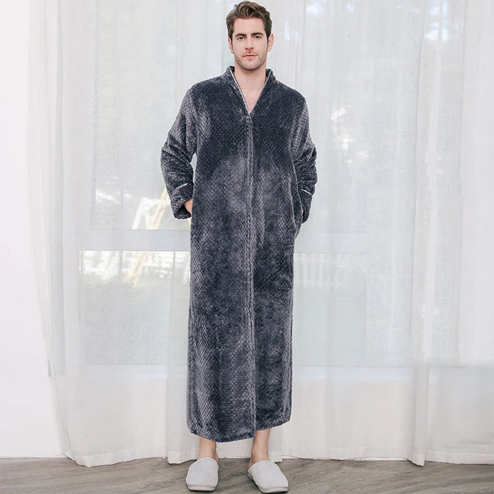 Comfortabele extra lange unisex ochtendjas van luxe fleece, heerlijk voor relaxte momenten.