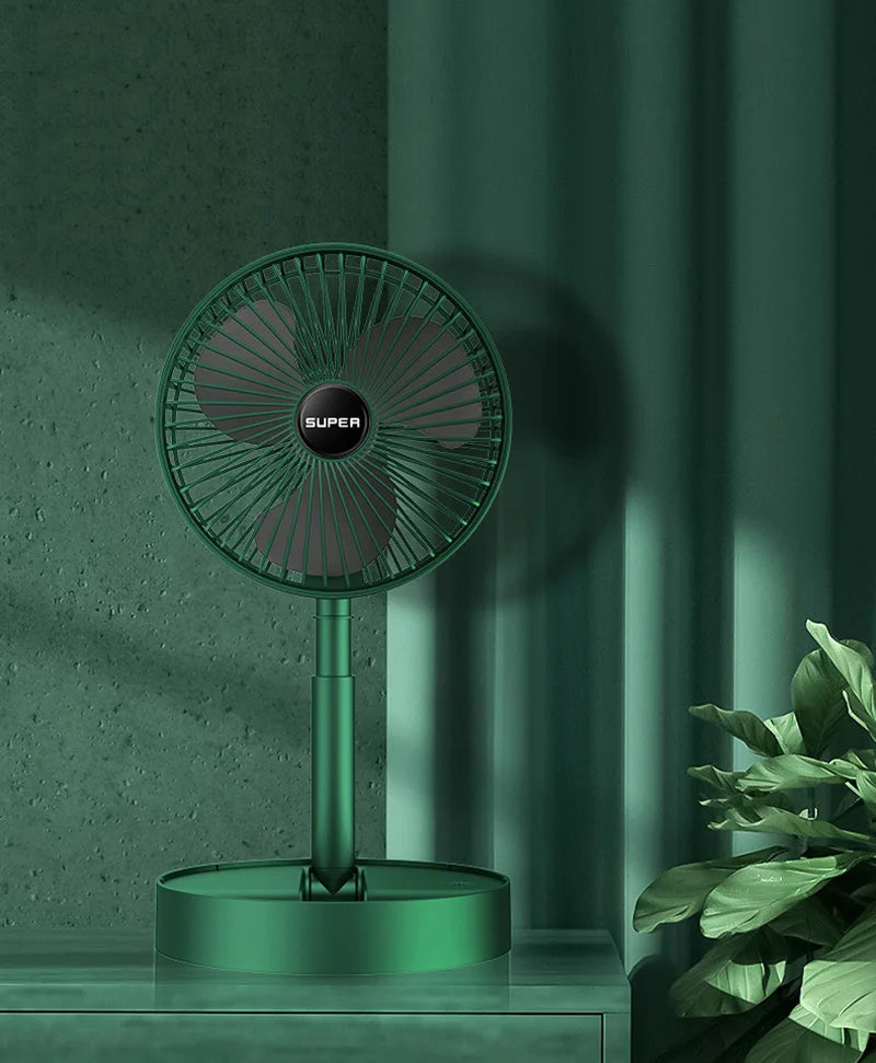 Oplaadbare USB-ventilator, draagbaar en opvouwbaar, perfect voor flexibele koeling waar en wanneer nodig.