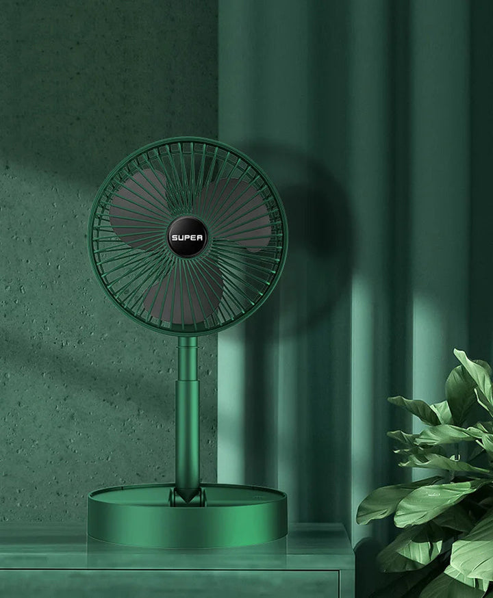 Oplaadbare USB-ventilator, draagbaar en opvouwbaar, perfect voor flexibele koeling waar en wanneer nodig.