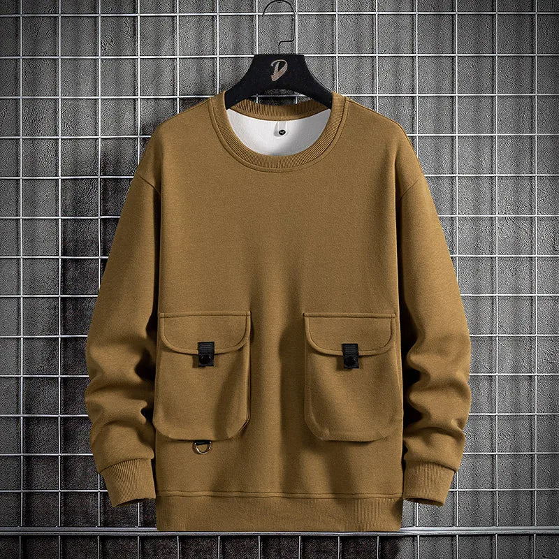 Gestreepte heren trui, comfortabel plus size sweatshirt. Stijlvolle casual kleding voor mannen, veelzijdig.