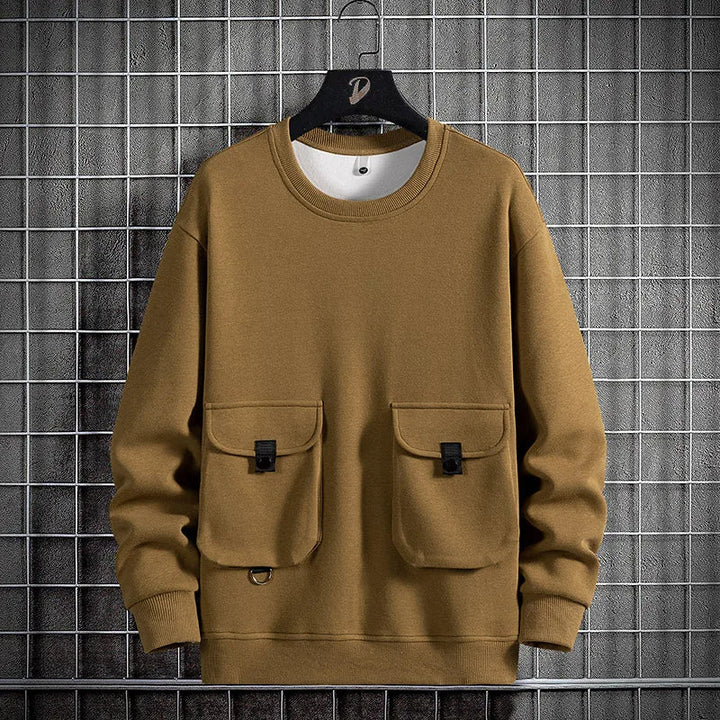 Gestreepte heren trui, comfortabel plus size sweatshirt. Stijlvolle casual kleding voor mannen, veelzijdig.