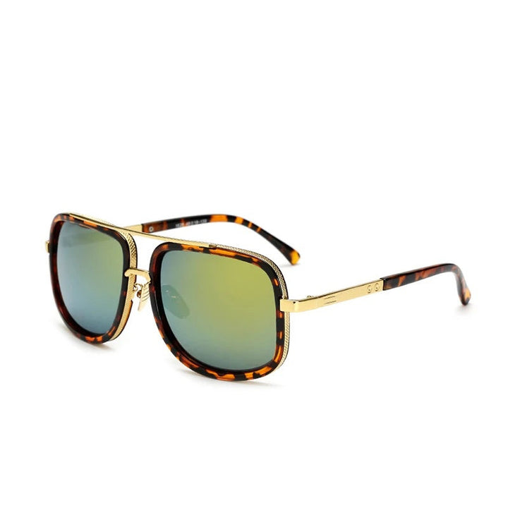 Retro metalen zonnebril, vierkant en unisex, ideaal voor een trendy en modieuze uitstraling.