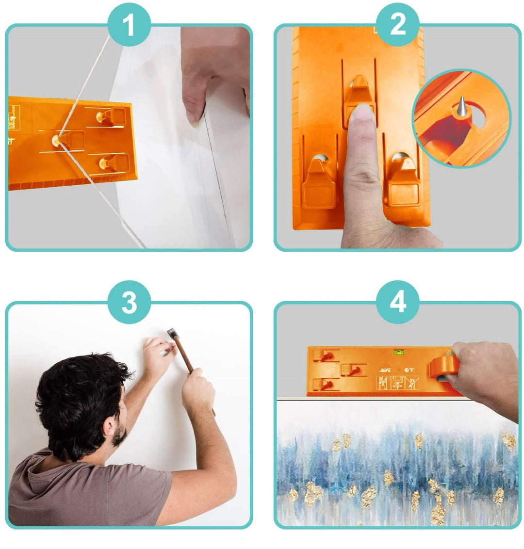 EasyHang waterpas gereedschap garandeert perfecte muurdecoratie, voor recht en nauwkeurig ophangen van fotolijsten.