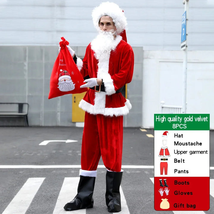 Heren Kerstman verkleedkleding, geschikt voor kerstfeest, cosplay evenementen of gezellige december feestjes.