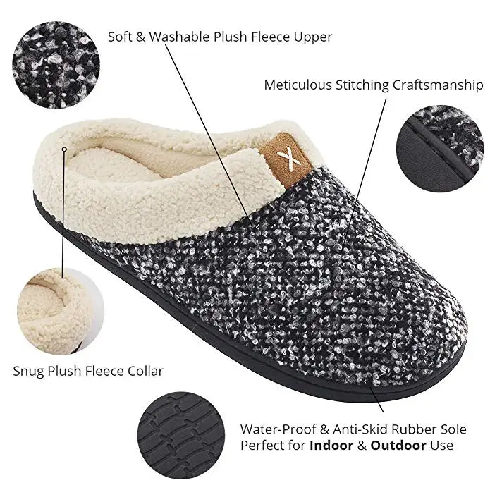 Stijlvolle heren pantoffels met hoge warmte-isolatie en een veilige, antislip onderkant.