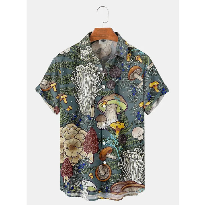 Trendy heren Hawaii-shirt met vrolijke tropische print, veelzijdig casual zomer shirt voor elke gelegenheid.