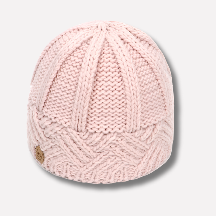Comfortabele acryl beanie voor dames, gebreide wintermuts met zachte omslag.