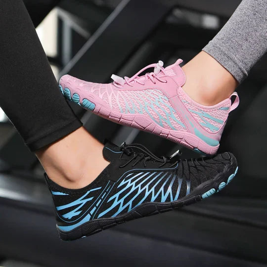 Comfortabele barefoot schoenen met brede teenbox. Sportieve, veterloze unisex schoenen voor maximale flexibiliteit.