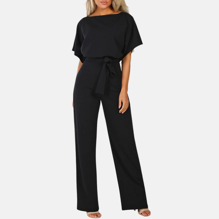 Comfortabele elegante damesjumpsuit voor de zomer, met wijde pijpen en korte mouwen, geschikt voor elke dag.