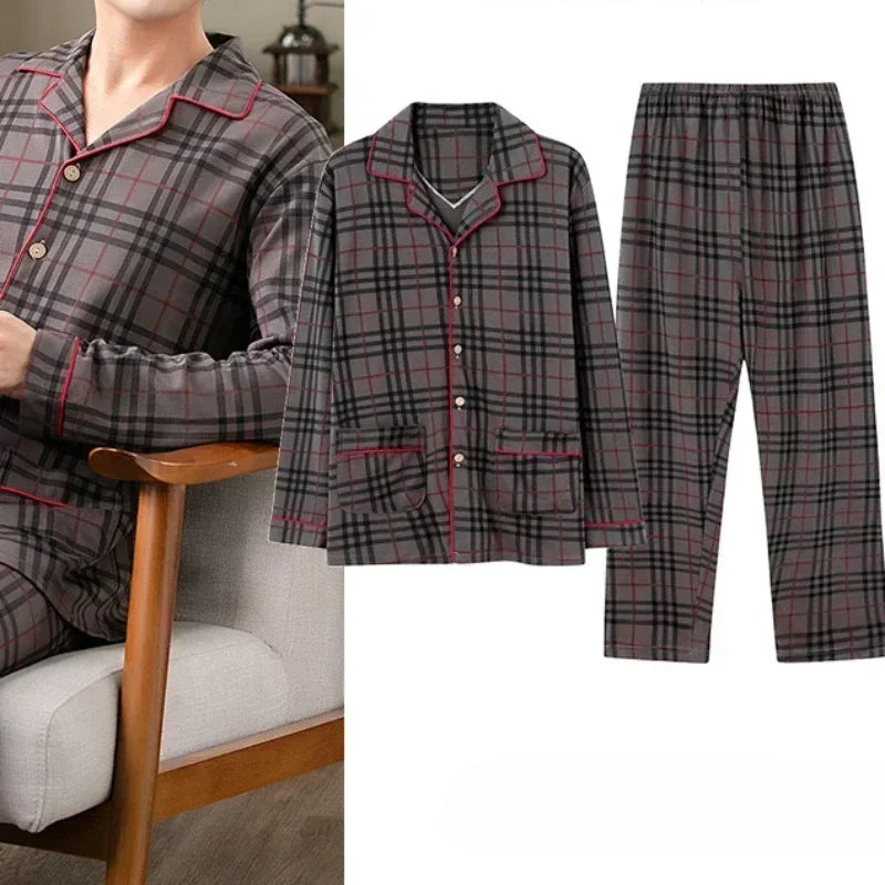 Comfortabele heren pyjama set, zacht oversized ontwerp met gestreepte details, perfecte slaapkleding & loungewear.
