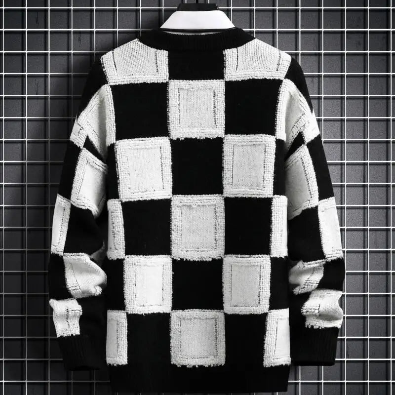 Comfortabele geruite trui voor heren. Casual winterse stijl, warm en veelzijdig.