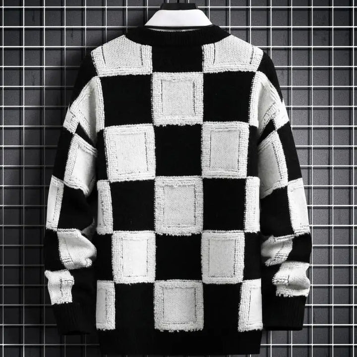 Comfortabele geruite trui voor heren. Casual winterse stijl, warm en veelzijdig.