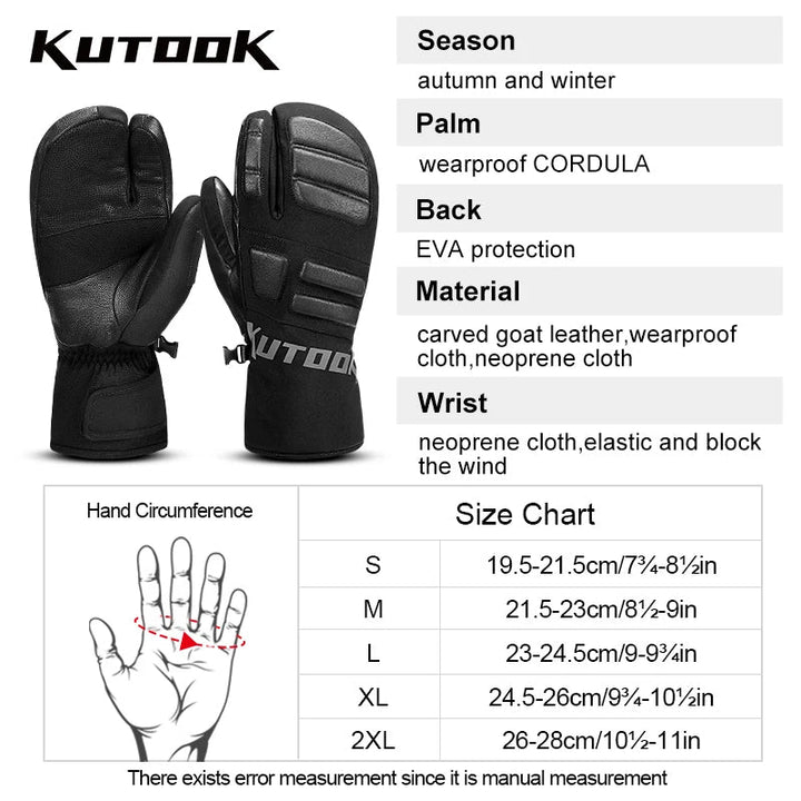 Thermische heren wanten, zwart, perfect voor skiën, snowboarden en koude outdoor sporten.