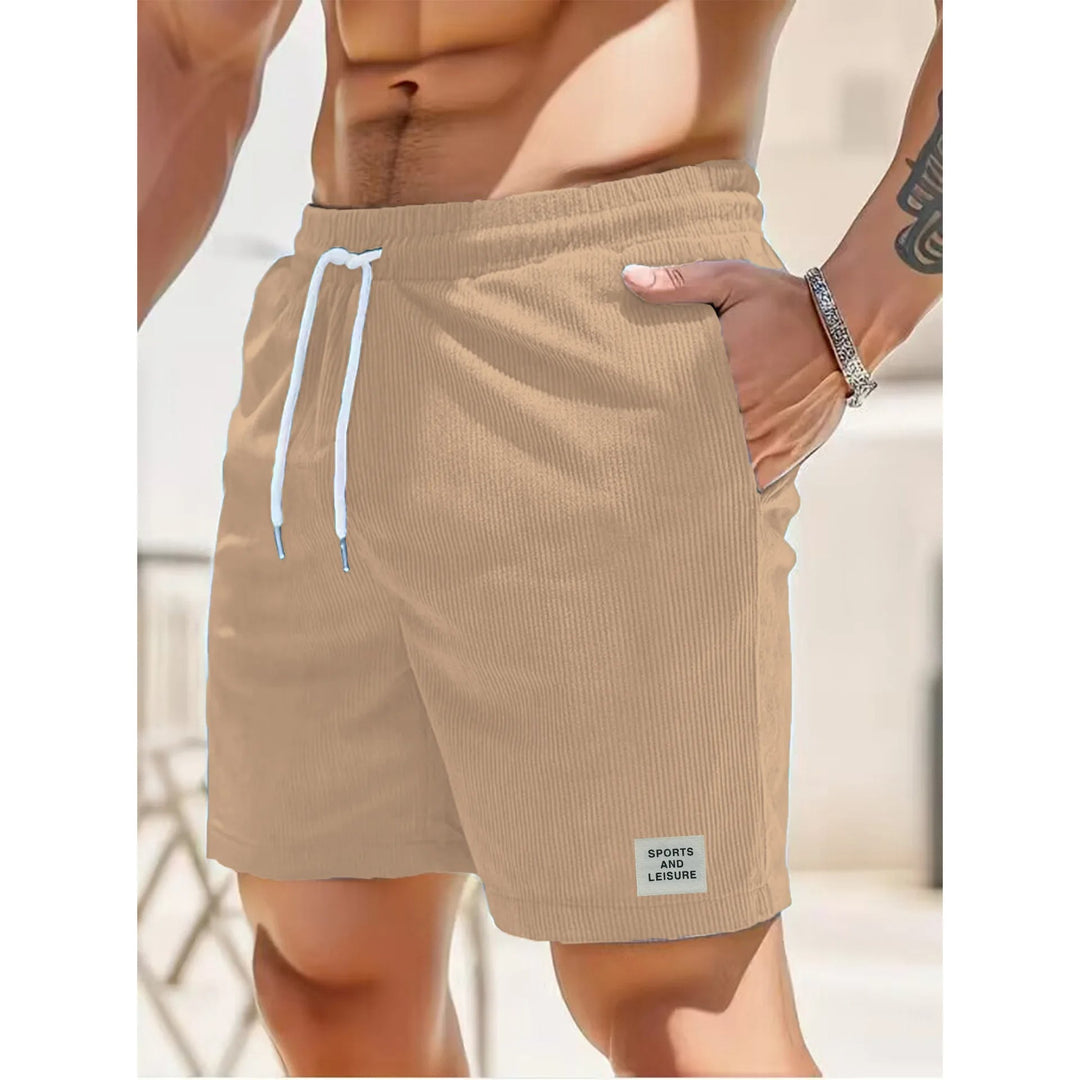 Zomerse heren corduroy korte broek, ademend en comfortabel, ideaal als strand mode of casual kleding.
