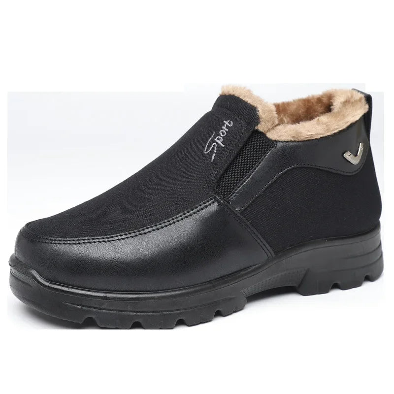 Praktische warme instap winterschoenen voor heren, gemakkelijk aan en uit te trekken voor de kou.