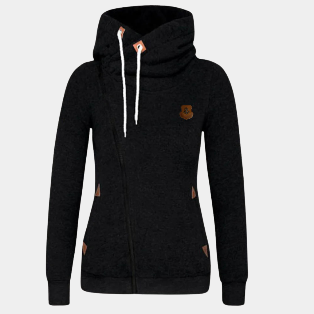 Stijlvol asymmetrisch capuchonvest voor dames, perfect voor streetwear of sport, comfortabel en veelzijdig.