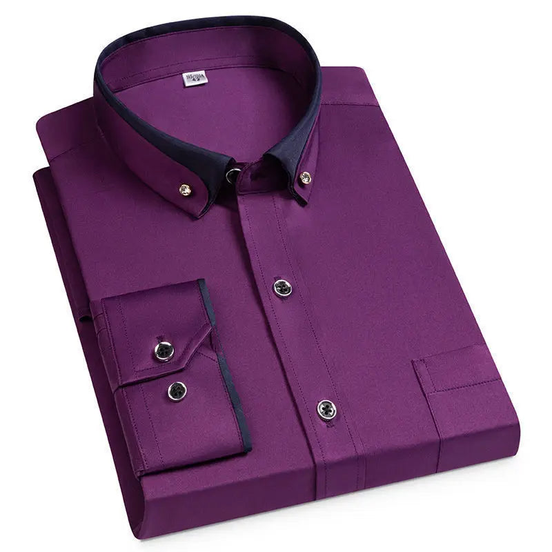 Kraag en manchet van het Hoymans strijkvrije slim fit heren overhemd, ideaal voor formele en zakelijke looks.
