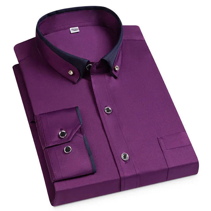 Kraag en manchet van het Hoymans strijkvrije slim fit heren overhemd, ideaal voor formele en zakelijke looks.