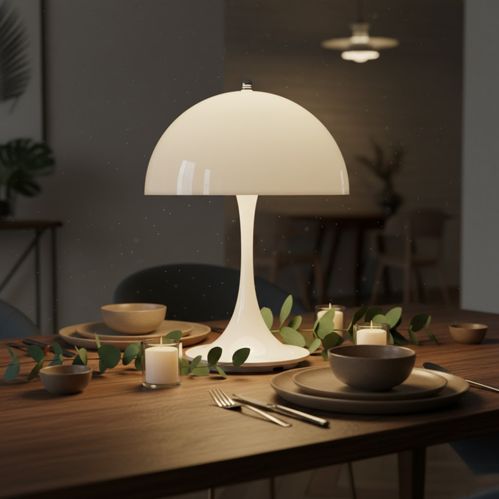 Geen kabels: moderne draadloze LED tafellamp, oplaadbaar voor ultieme flexibiliteit.