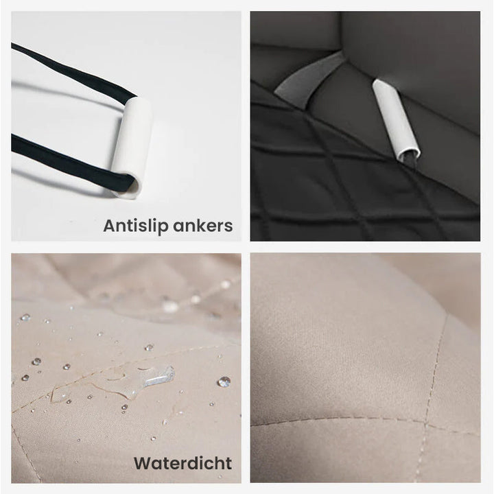 Ruime, orthopedische hondenmand, waterdicht en comfortabel, ideaal voor grote honden op de achterbank van de auto.
