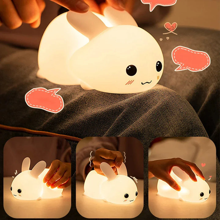 Multifunctioneel konijn nachtlampje BunnyGlow, sfeerlicht voor kinderkamer en slaaplamp.