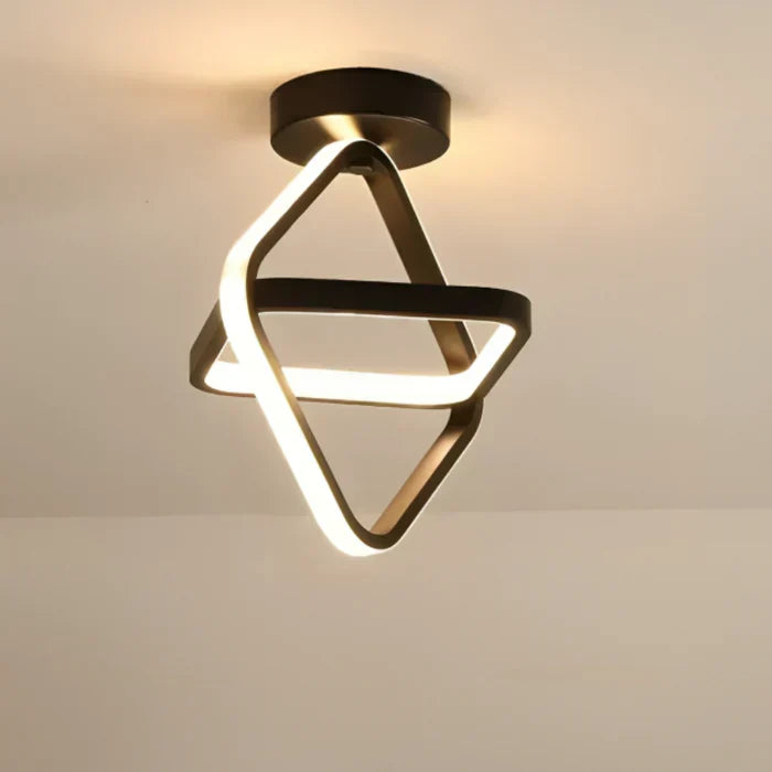 LED plafondlamp 'Twilight Rings' voor kantoor of gang. Modern design met dubbele ring en warm wit licht.