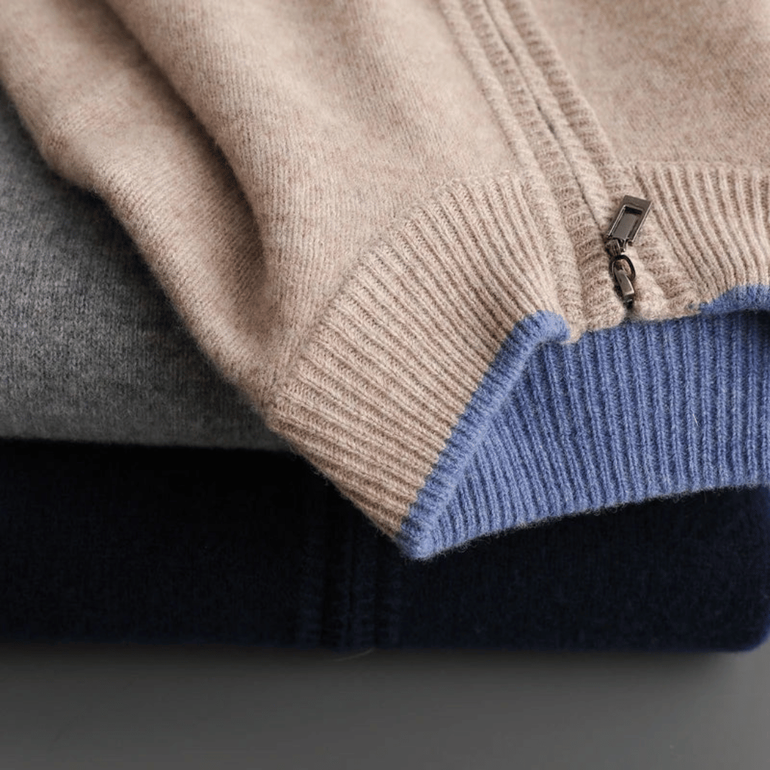 Elegant Laurent herenjack van kasjmier met rits, geschikt voor diverse gelegenheden en stijlvolle herenmode.