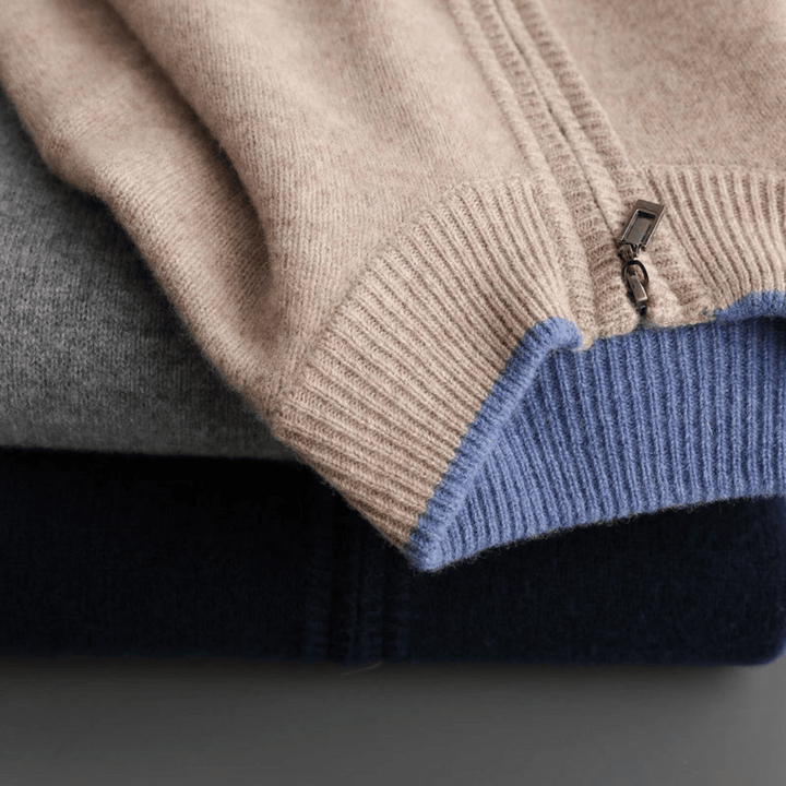 Elegant Laurent herenjack van kasjmier met rits, geschikt voor diverse gelegenheden en stijlvolle herenmode.