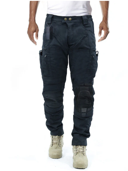Comfortabele heren cargo broek Bram met stretch tailleband en kniebescherming, perfect voor functionele bewegingsvrijheid.