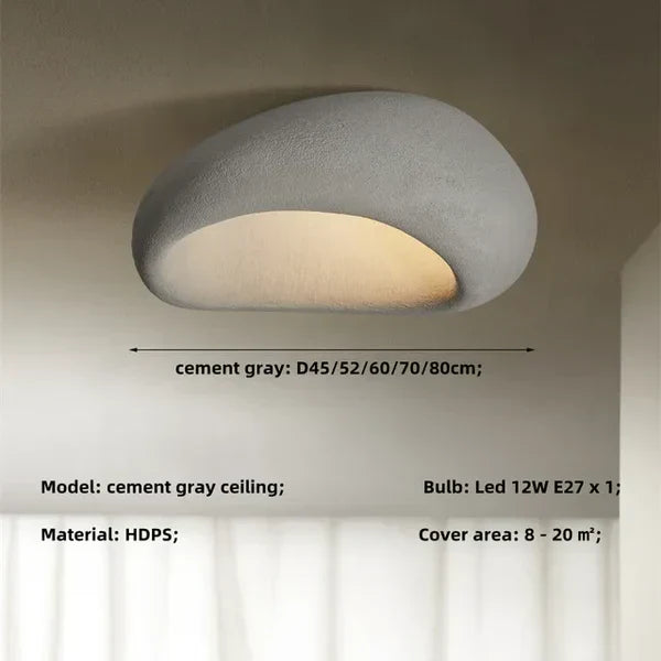 Organische Wabi Sabi plafondlamp, duurzaam en modern, perfecte sfeerverlichting voor een minimalistisch interieur.