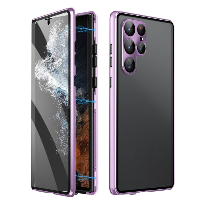 Gehard glas hoesje met privacy filter en magnetische sluiting, volledige smartphone bescherming.