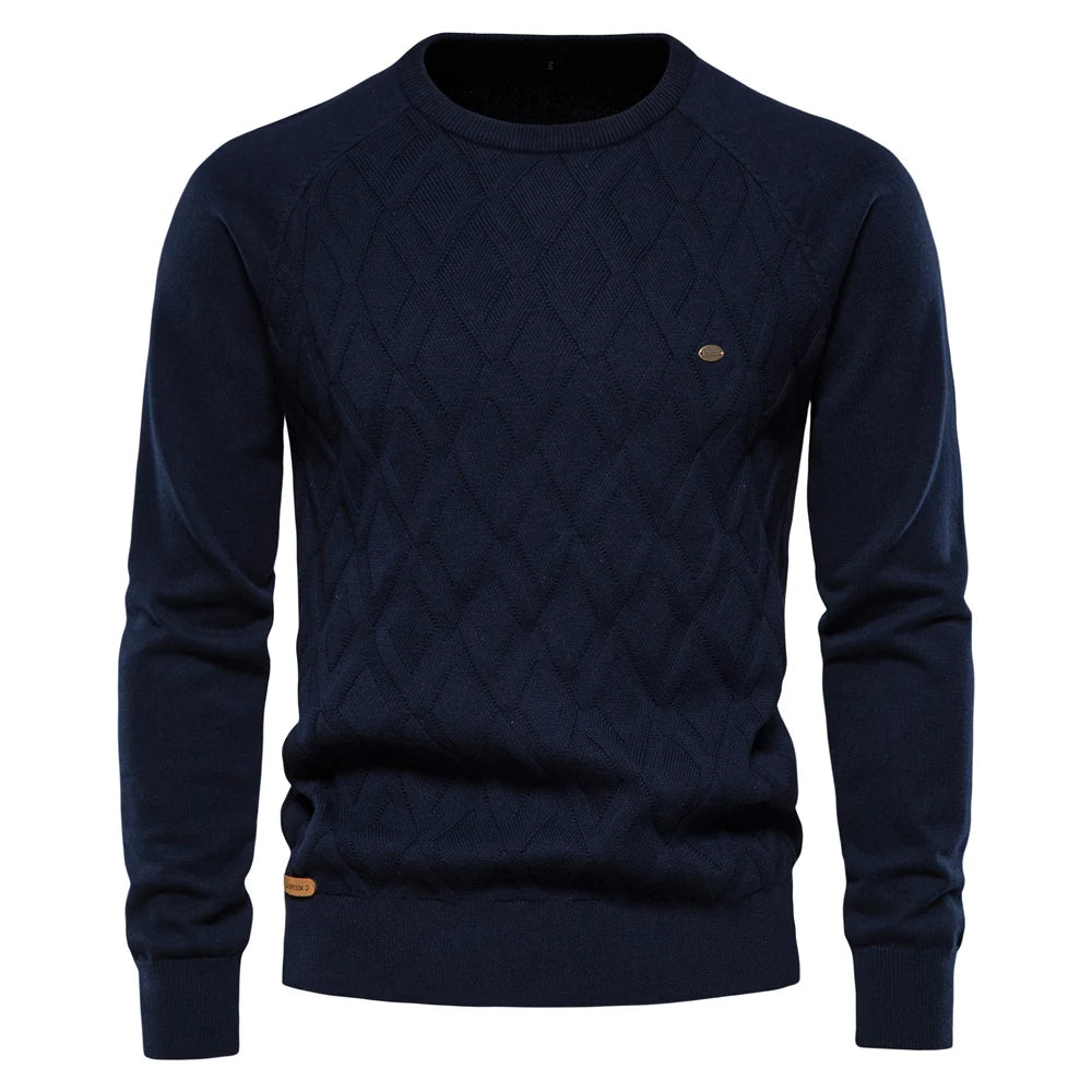 Herenmode: casual trui met ronde hals, perfect voor een stijlvolle winterlook.