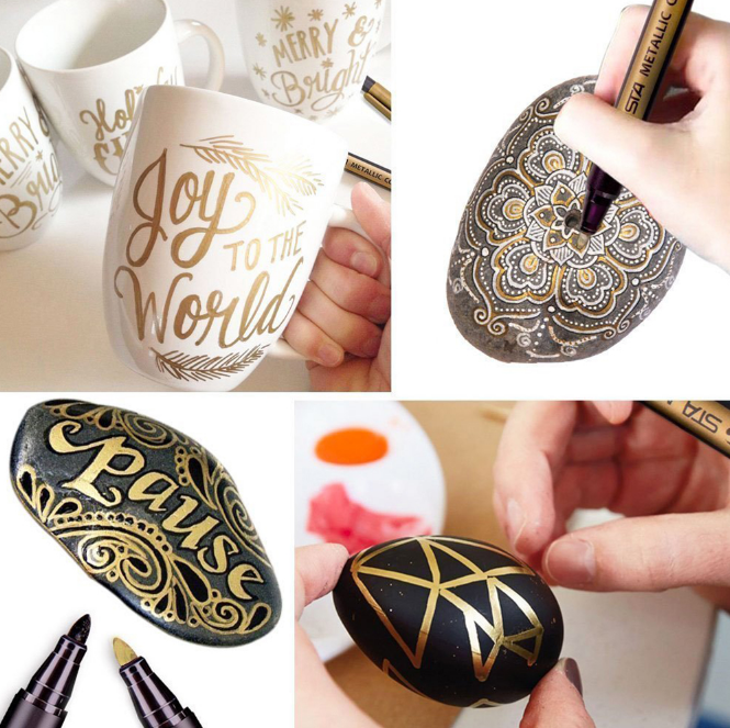 Creatieve metallic markers set voor school, kantoor en hobby, ideaal voor tekenen en knutselen met glanzend effect.