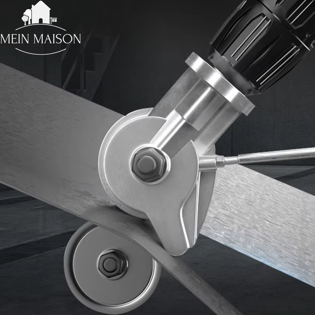Detail van de metaalsnijder opzetstuk; een krachtige snijder voor aluminium, staal en ander plaatmateriaal.