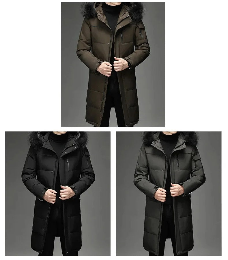 Heren winterparka met warme capuchon, waterafstotend en stijlvol. Ideaal voor koude winterdagen.