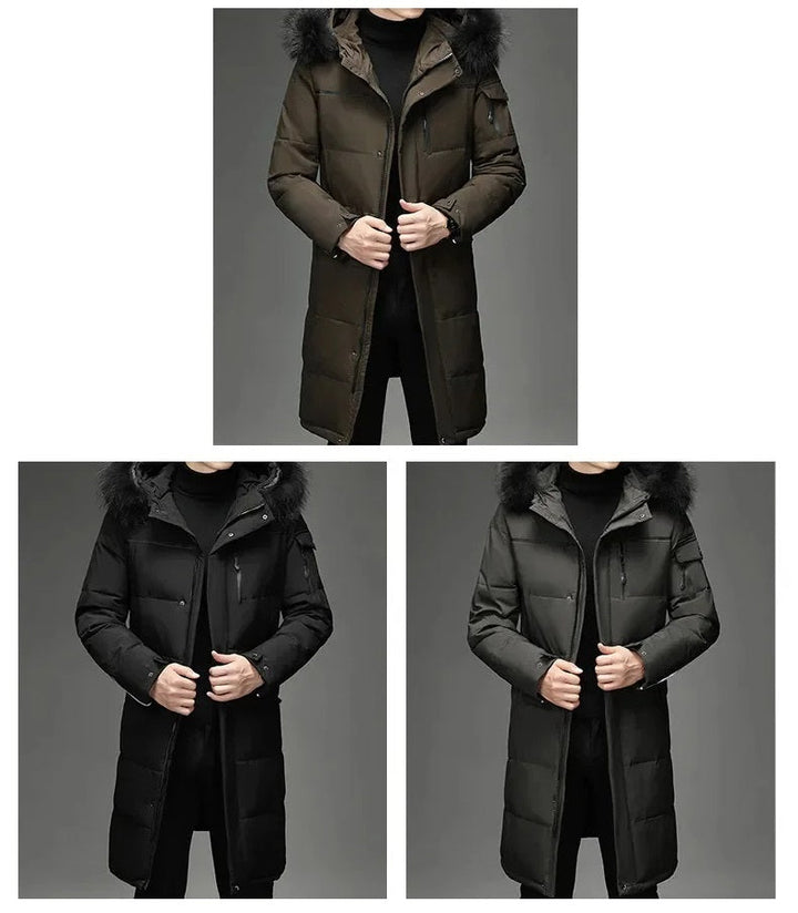 Heren winterparka met warme capuchon, waterafstotend en stijlvol. Ideaal voor koude winterdagen.