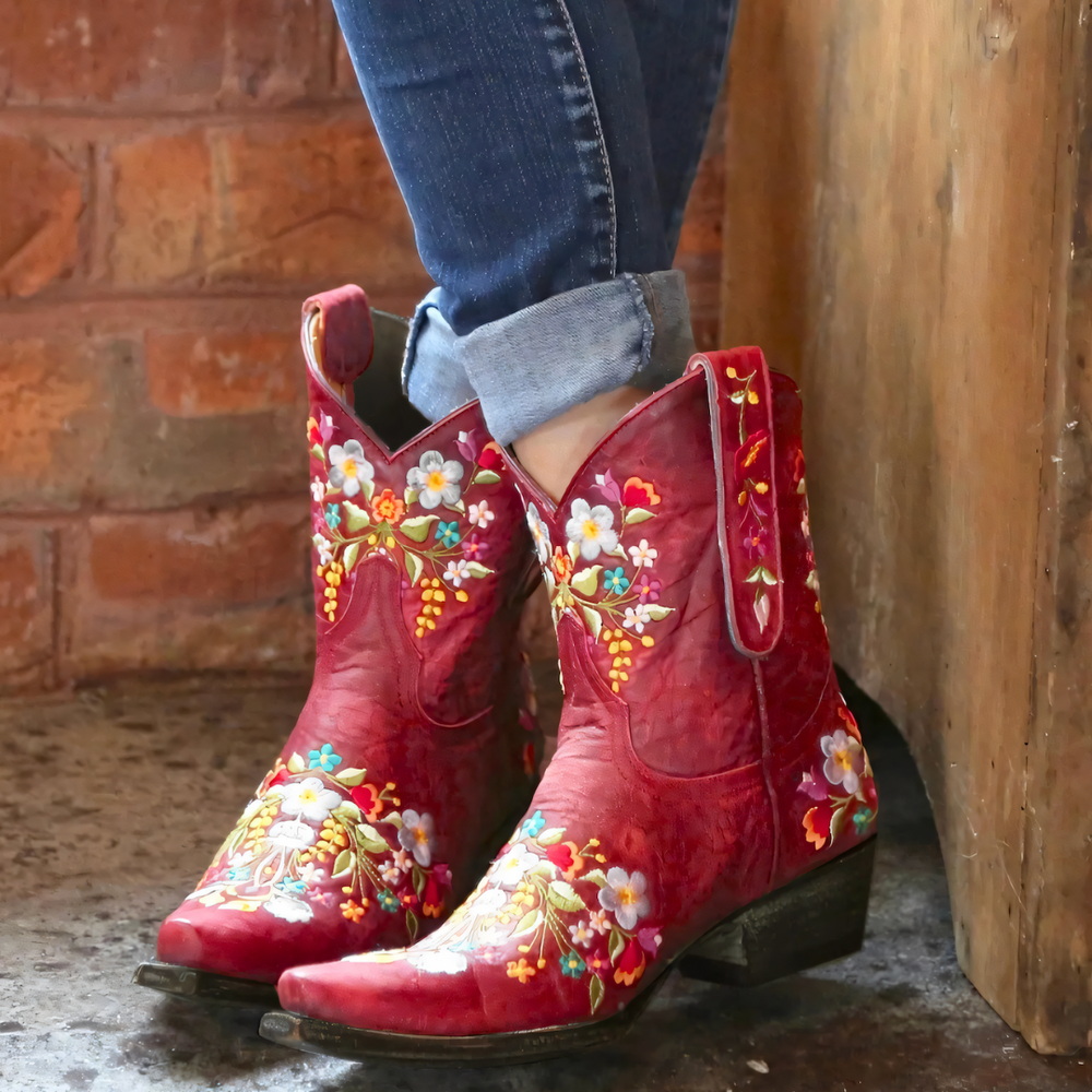 Modieuze vintage cowgirl laarzen voor dames, perfect als festival of western laarzen. Waterdicht.