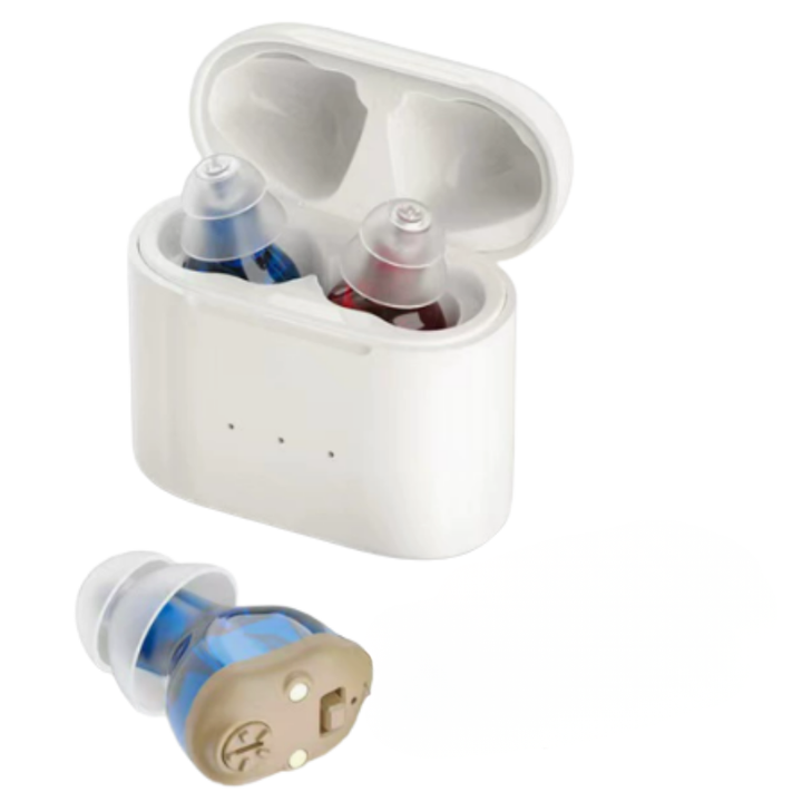 Compact oplaadbaar hoortoestel met geavanceerde technologie voor comfortabel gehoor.
