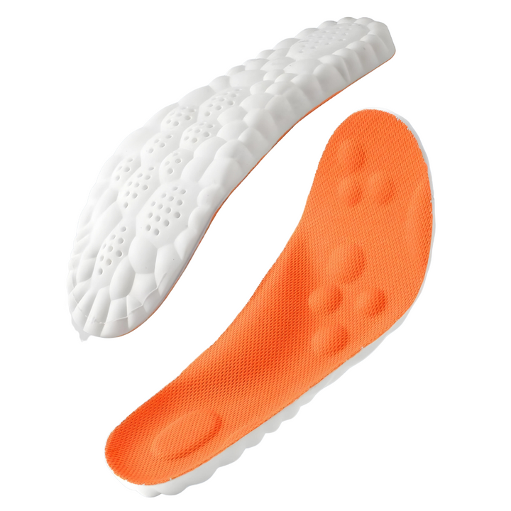 Close-up van FlexiStride inlegzool, toont dempende technologie voor schokabsorptie tijdens hardloopactiviteiten.