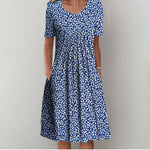 Blauw met bloemen