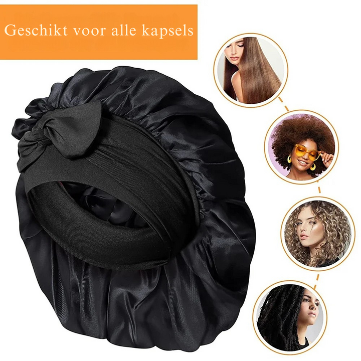 Perfect cadeau: luxe zijden slaapmuts voor vrouwen; voor gezond en glanzend haar zonder pluis.