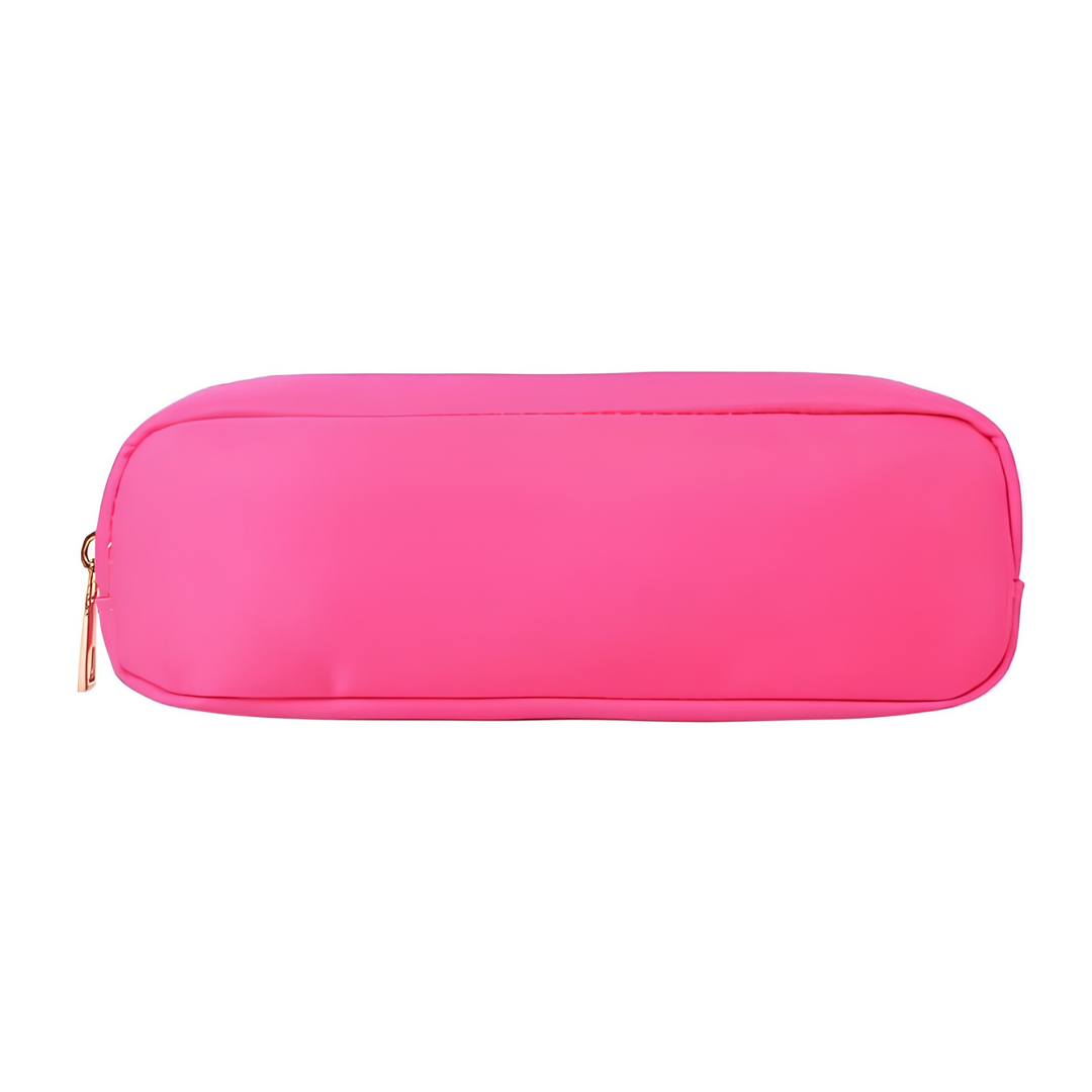 Slank nylon etui met rits, perfect voor het opbergen en vervoeren van je essentiële school- en kantoorartikelen.