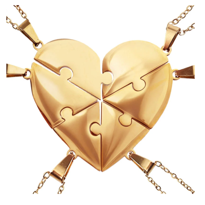 Roségoudkleurige familie puzzelketting, liefdevol cadeau voor elke gelegenheid.
