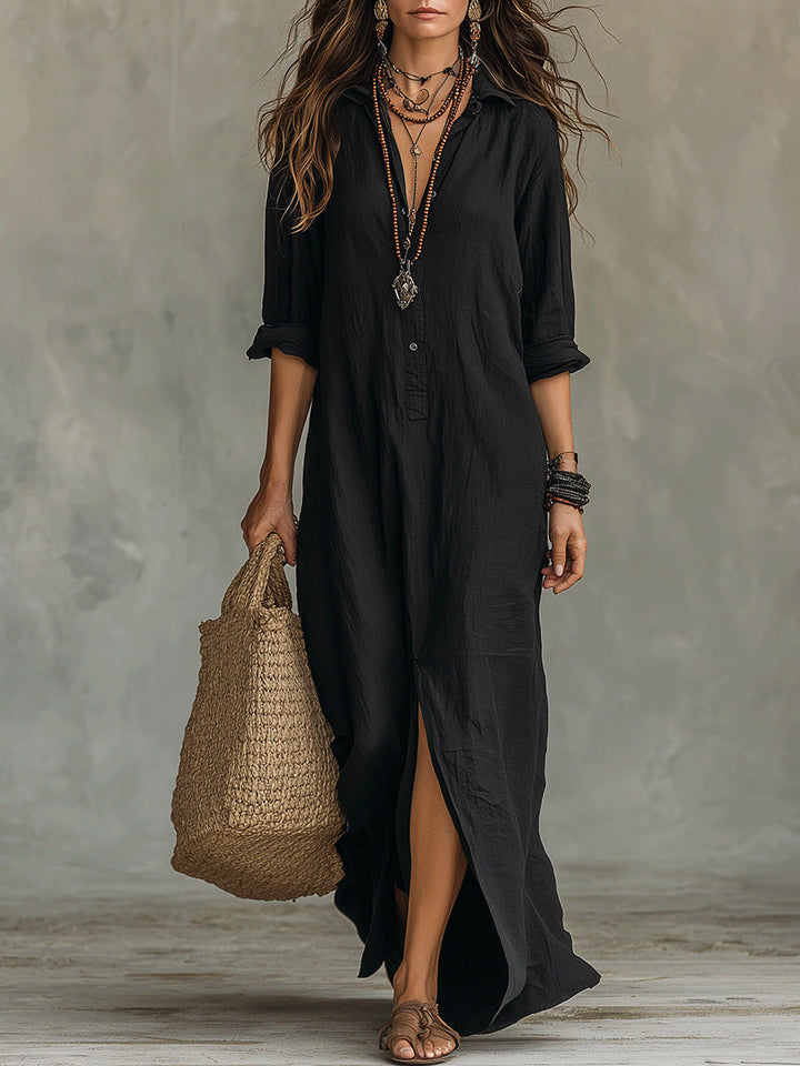 Elegante dames luchtige maxi jurk voor de zomer. Comfortabele, losvallende zomerjurk perfect voor vakantie.